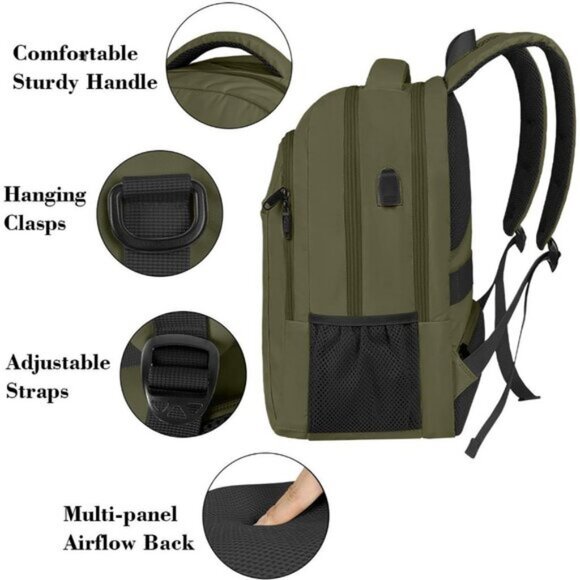 ⚡Matein Men Dark Green Travel Business Anti Theft Slim Sturdy Laptops Backpack - Picture 7 of 9